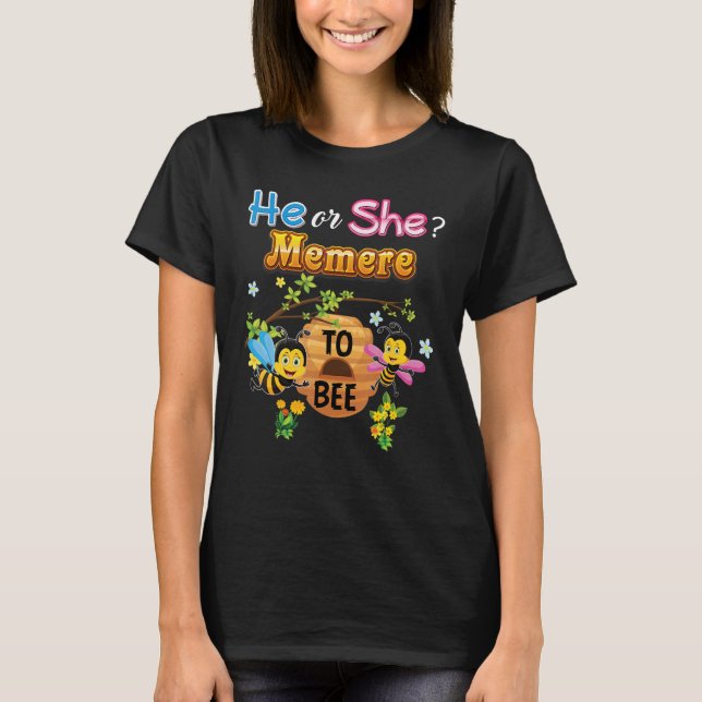 He Or She Memere To Bee Be Gender Reveal Baby Moth T-Shirt (Front)