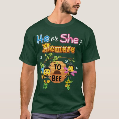 He Or She Memere To Bee Be Gender Reveal Baby Moth T_Shirt
