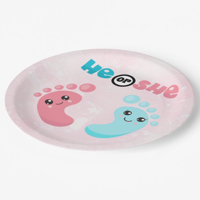 He or She Paper Plates 9" (Angled)