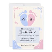 He or She Pastel Pink Blue Gender Reveal