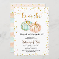 He Or She Pastel Pumpkin Gender Reveal Invitation