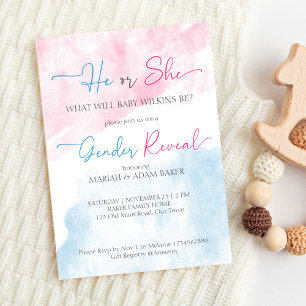 He or she pink and blue gender reveal template 