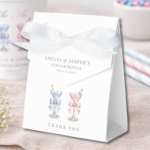 He Or She Pink and Blue Martini Gender Reveal Favor Boxes