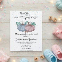He or She Pink Blue Pumpkin Gender Reveal Autumn Flyer