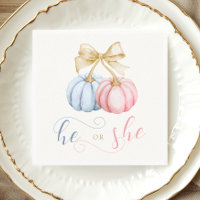He or She Pumpkin Gender Reveal Napkins