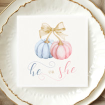 He or She Pumpkin Gender Reveal Napkins