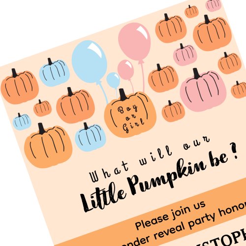 He or She Pumpkin Halloween Gender Reveal  Invitation