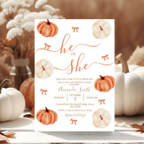He or She Rustic Pumpkin Gender Reveal Invitation