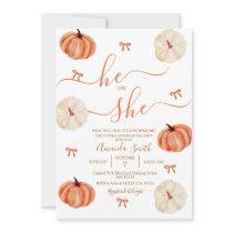 He or She Rustic Pumpkin Gender Reveal Invitation