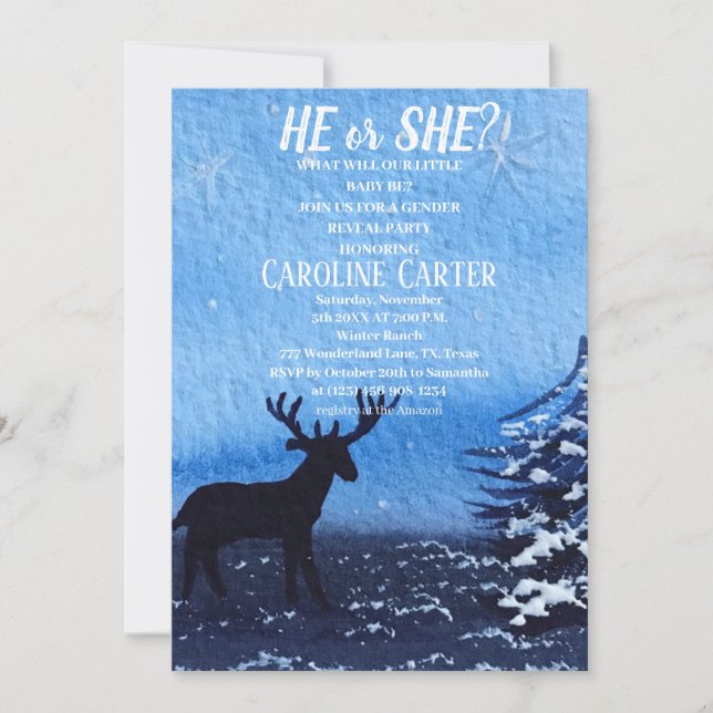 He or She Snowflake Winter Wonderland Baby Shower  Invitation (Front)