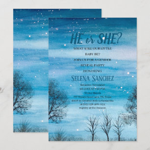 He or She Snowflake Winter Wonderland Baby Shower  Invitation