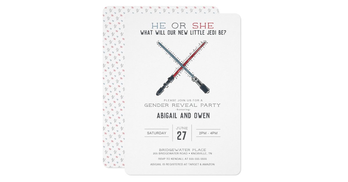 He Or She Star Wars Gender Reveal Shower Invitation Zazzle Com