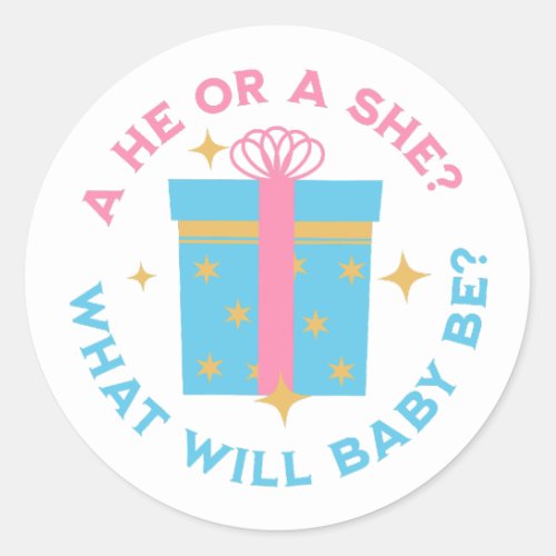 He or She Stickers For Gender Reveal
