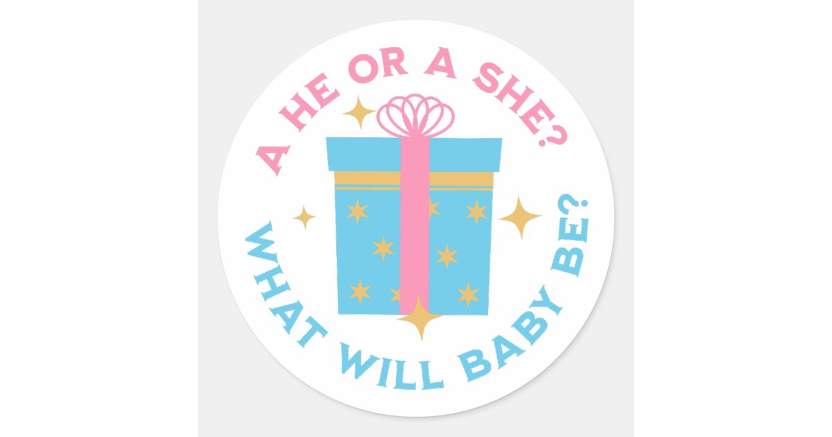 He or She Stickers For Gender Reveal | Zazzle