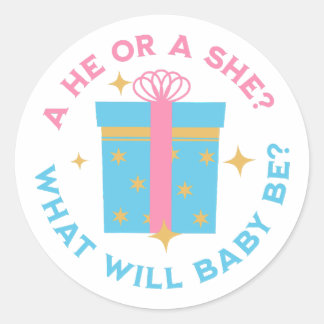 He or She Stickers For Gender Reveal