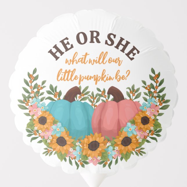 He or She Sunflowers Little Pumpkin Gender Reveal Balloon (Front)