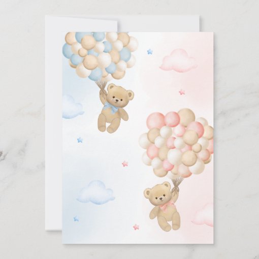 He or She Teddy Bear Gender Reveal Invitation | Zazzle