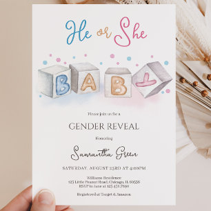 He or She What Will Baby Be Baby Shower Invitation