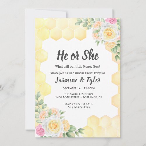 He or She What Will Baby Bee Gender Reveal Invitation