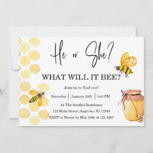 He or She What Will It BEE Gender Reveal Invitation