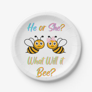 He or She what will it bee? T-Shirt Oval Sticker Paper Plates