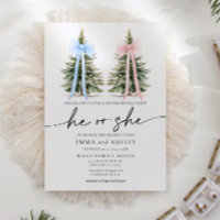 He or She Winter Bow Gender Reveal Invitation
