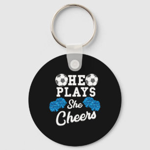 He Plays She Cheers Sister Football Brother Cheerl Keychain