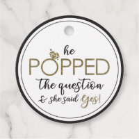 He Popped The Question Circle Favor Tag