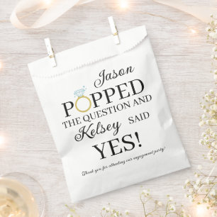 He Popped the Question Diamond Ring Popcorn Favor Bag