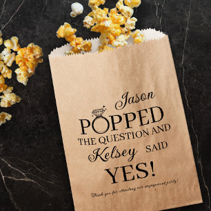 He Popped the Question Engagement Party Popcorn Favor Bag