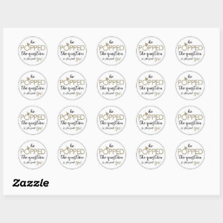 He Popped The Question Favor Circle Sticker