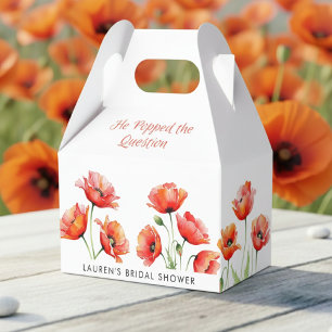 He Popped the Question Poppy Flower Bridal Shower Favor Boxes