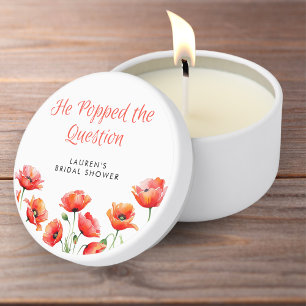 He Popped the Question Poppy Flower Bridal Shower Mini Candle Favors