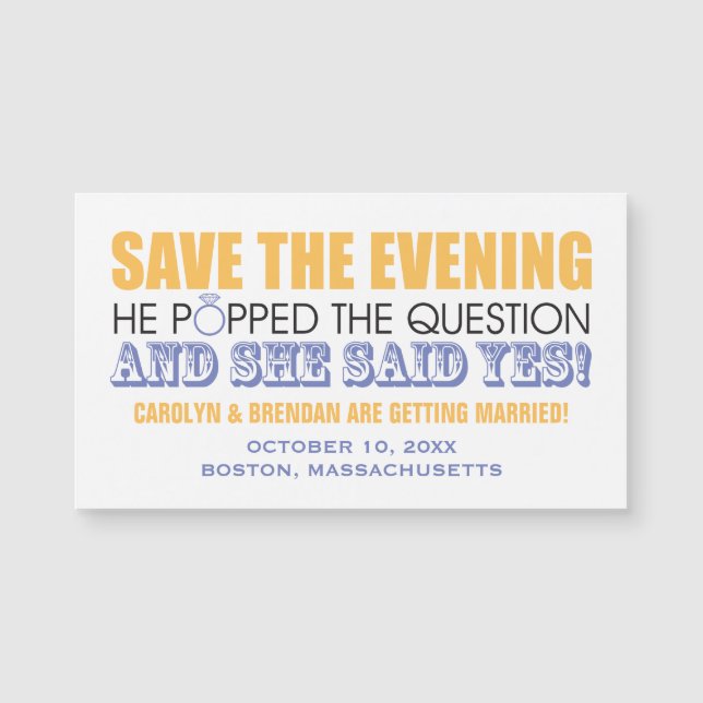 He Popped the Question | Save the Evening (Front)