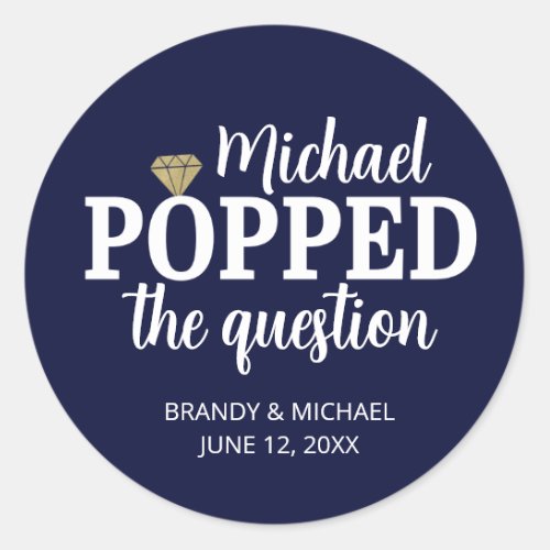 He Popped The Question Sticker  Navy