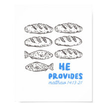 He Provides Bread and Fish Christian Wall Art