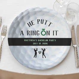 He Putt a Ring On It Golf Bachelor Party Paper Plates