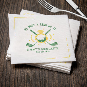 He Putt a Ring on It Golf Bachelorette Party Napkins
