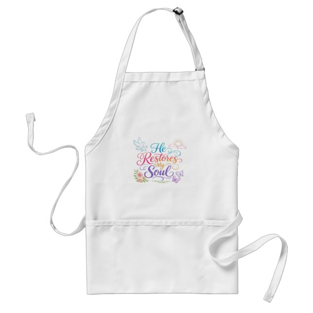He restores my soul adult apron (Front)