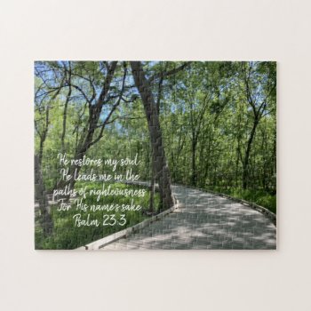 He Restores My Soul Bible Verse Scripture Jigsaw Puzzle by azlaird at Zazzle