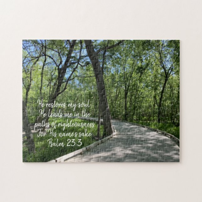 He Restores My Soul Bible Verse Scripture Jigsaw Puzzle (Horizontal)
