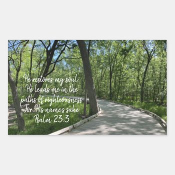 He Restores My Soul Bible Verse Scripture Rectangular Sticker by azlaird at Zazzle