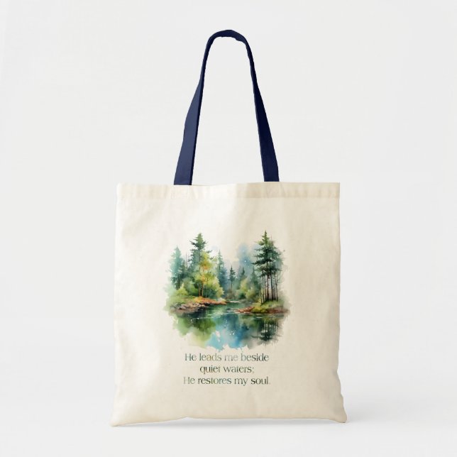He Restores My Soul Christian Tote Bag Wear Faith (Front)
