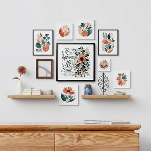 He restores my soul floral peel and stick photo tile