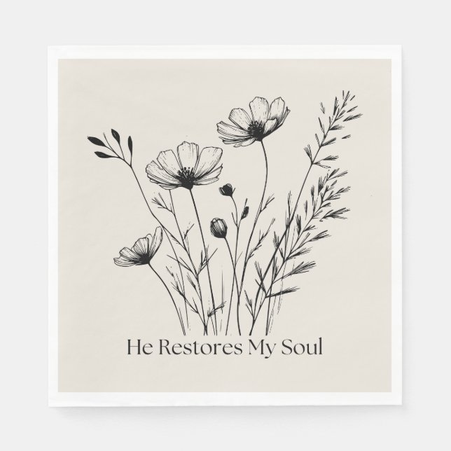 He Restores My Soul Minimalist Design Napkins (Front)