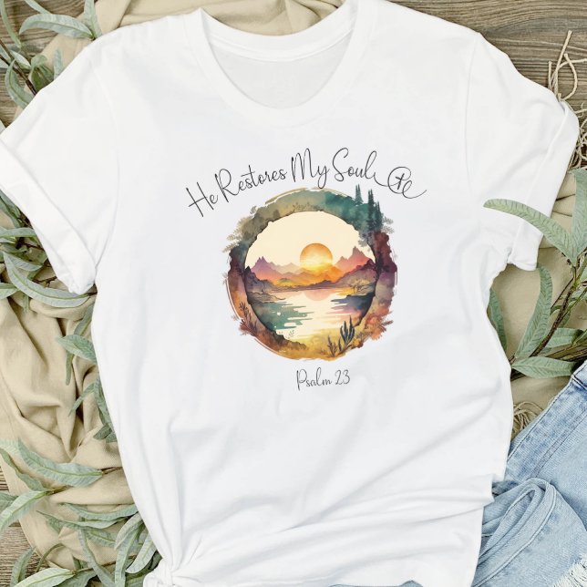 He Restores My Soul Psalm 23 Women's T-Shirt (Creator Uploaded)
