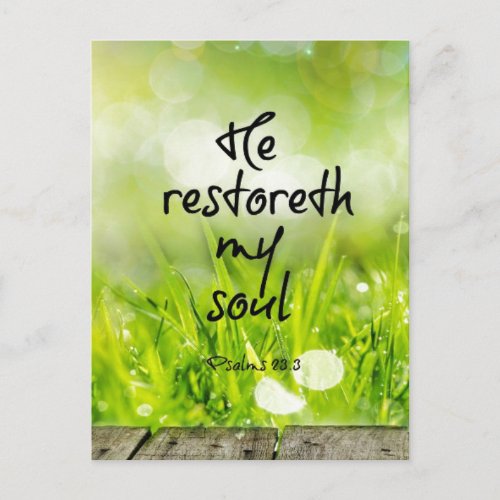 He restoreth my Soul Bible Verse Scripture Postcard
