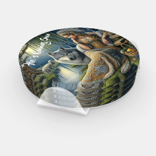 HE`S COMING SOON old tree   Coaster Set