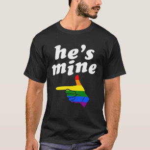 He s Mine Matching Gay Pride Couple Hand Pointing T-Shirt