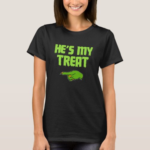 He S My Treat Funny Halloween Matching Couples T_Shirt